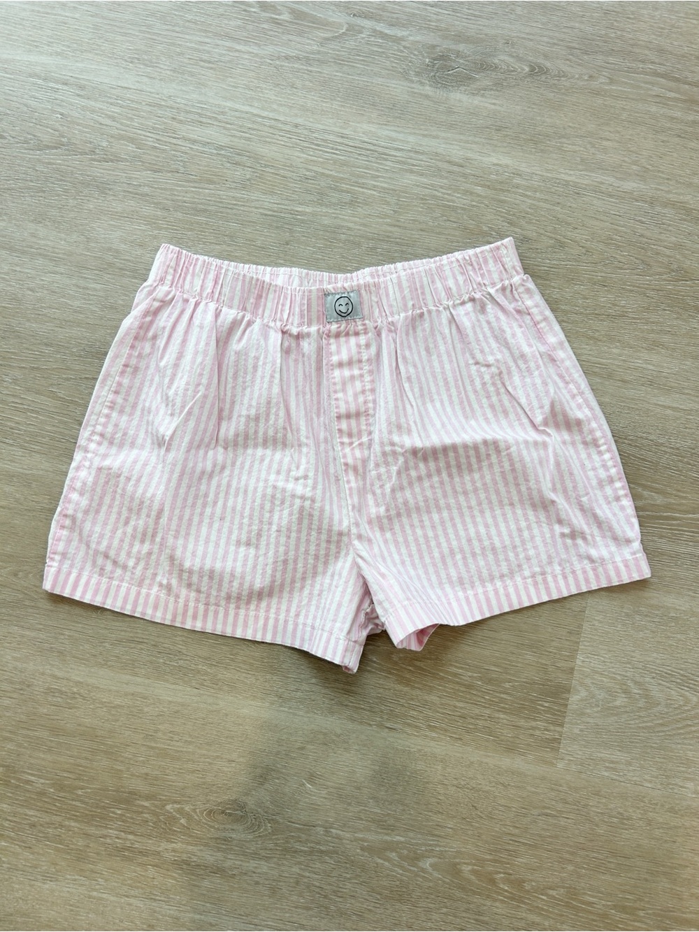 100% Cotton Pink and White Striped Boxer Shorts Bobbie Brooks size Medium